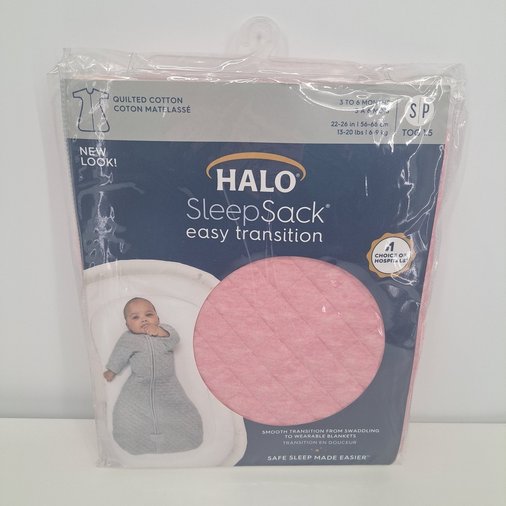 HALO SleepSack Easy Transition Quilted Cotton Pink 3-6 Months TOG 1.5 Baby Sleep